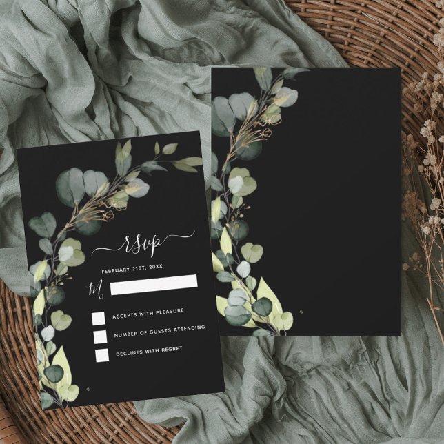 Invitation RSVP Eucalyptus Verdure Succulente Élégante (Créateur téléchargé)