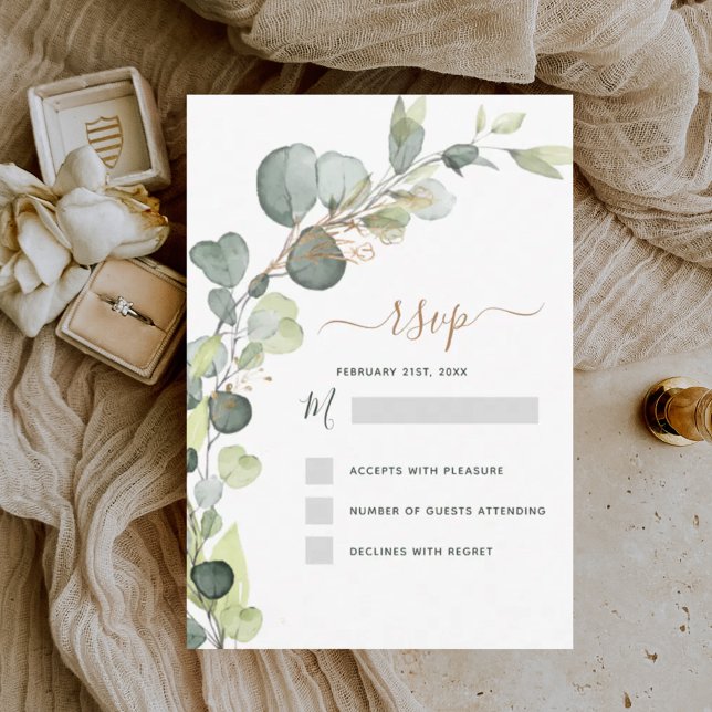 Invitation RSVP Eucalyptus Vert Succulent Élégant (Créateur téléchargé)