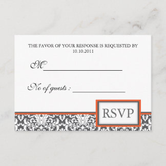Invitation RSVP Fleur Orange Damask