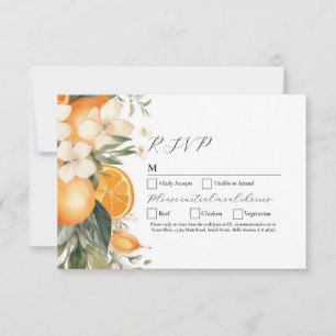 Invitation RSVP Fleurs de mariage Fruits Floraux Oranges