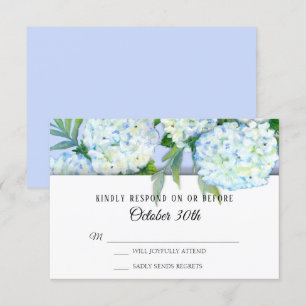 Invitation RSVP Fleurs de mariage Hydrangeas Art Bleu Pervenc