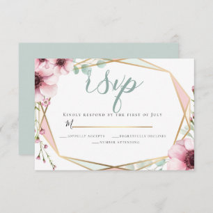 Invitation RSVP   Fleurs de printemps fraîches et feuillage