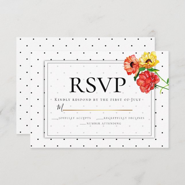 Invitation RSVP | Fleurs pois et aquarelles (Devant / Derrière)