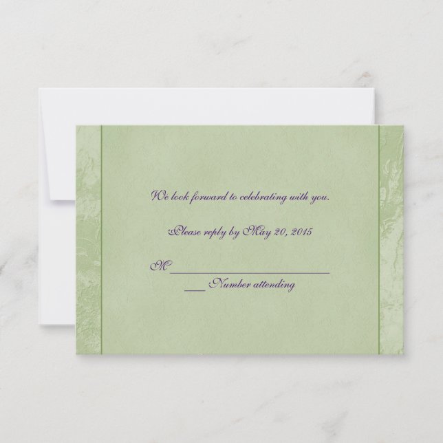 Invitation RSVP floral vert en relief (Devant)