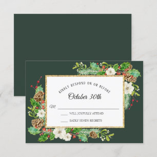 Invitation RSVP Forêt d'hiver Noël Aquarelle florale