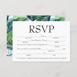 Invitation RSVP Fun Fill in the Blank avec demande de chanson