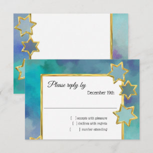 Invitation RSVP Gold Star Résumé Design bleu