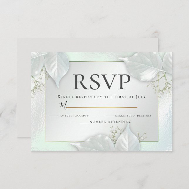 Invitation RSVP | Honeydew Green Pearl Shimmer (Devant / Derrière)