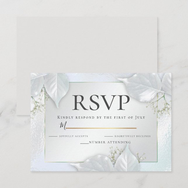 Invitation RSVP | Icy Blue Pearl Shimmer (Devant / Derrière)