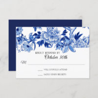 RSVP Influence Asiatique Bleu Nuit Floral Chinoise