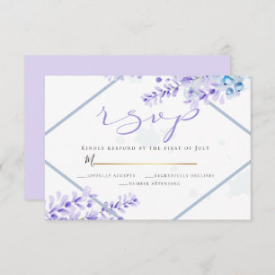 Invitation RSVP Lavande d'aquarelle - Flore bleu poussiéreu
