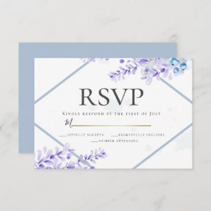 Invitation RSVP   Lavande d'aquarelle - Flore bleu poussiéreu