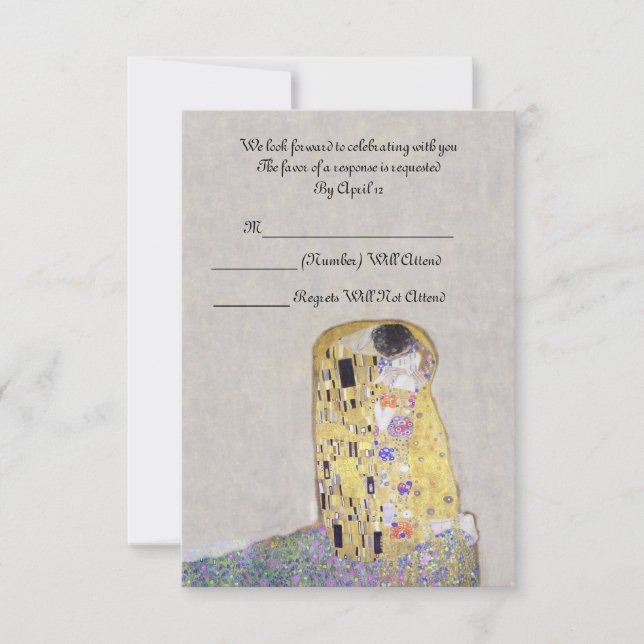 Invitation RSVP "Le Baiser" Mariage Art Nouveau Klimt (Devant)