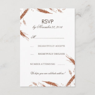 Invitation RSVP mariage automnal blé orange