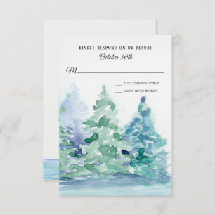 Invitation RSVP Mariage Blue Lake w Mountain Pine Trees