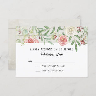Invitation RSVP Mariage Blush Ivory Rose Rustique Planche en 