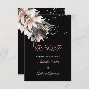 Invitation RSVP Mariage Blush Peach Pink Charcoal Floral