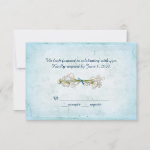 Invitation RSVP mariage - bouquet de pâquerettes avec perles