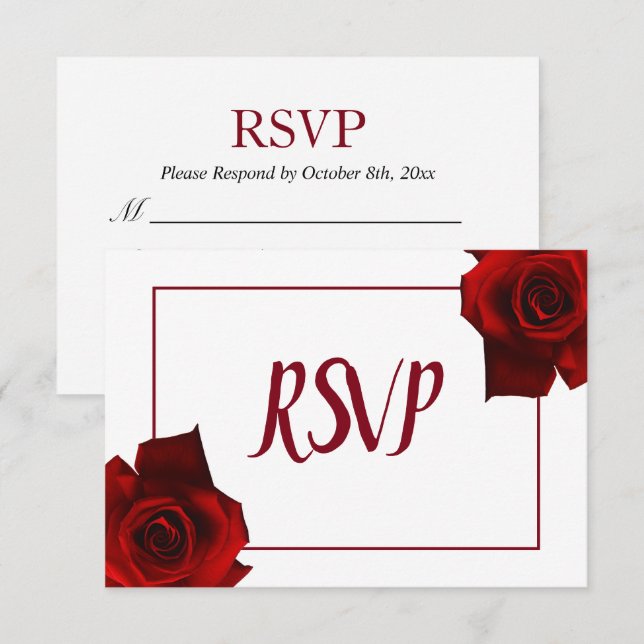 Invitation RSVP - Mariage Champêtre Élégant aux Roses Fleurie (Devant / Derrière)