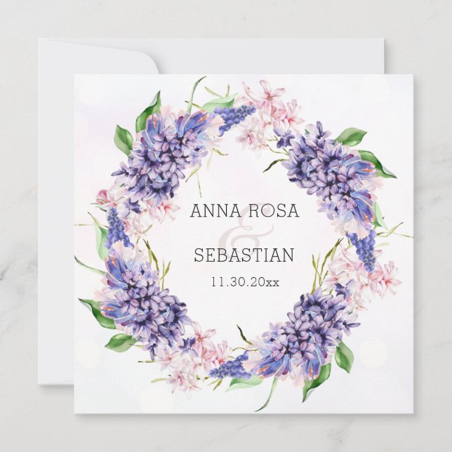 Invitation *~* RSVP Mariage de couronne de fleurs Boho QR AR1 (Devant)