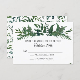 Invitation RSVP Mariage Emerald Forest Folid Feuilles feuille