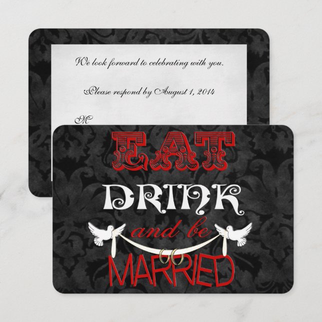 Invitation RSVP Mariage en Damas (Devant / Derrière)