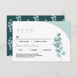 Invitation RSVP Mariage Eucalyptus Feuilles Vert Simple