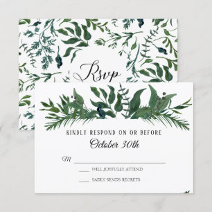 Invitation RSVP Mariage Feuillage de la Forêt d'Émeraude Feui