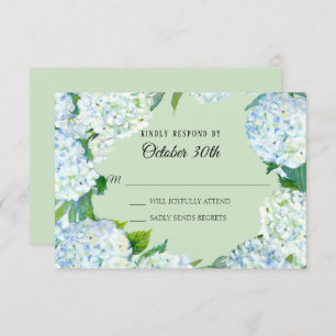 Invitation RSVP Mariage Floral Blanc Hydrangea Mint Green