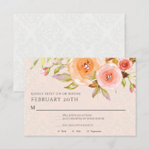 Invitation RSVP Mariage Floral Blush Rose Aquarelle Folio