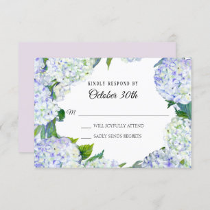 Invitation RSVP Mariage Floral Lilac n Hydrangeas blancs