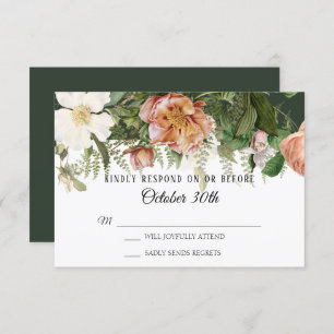 Invitation RSVP Mariage Forest Blush Ivory Rose Peony Ferns