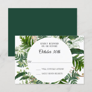 Invitation RSVP Mariage Fougères sauvages Feuillage de forêt