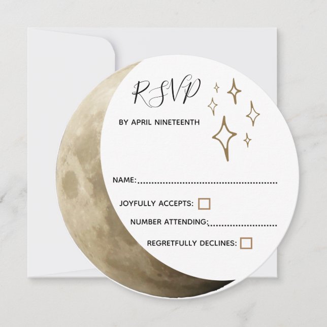 Invitation RSVP Mariage Main dans la Main Wiccan Lune Croissa (Devant)