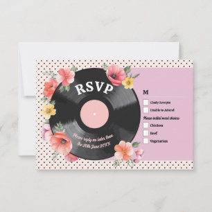 Invitation RSVP Mariage Music Record Mariage Floral 1950