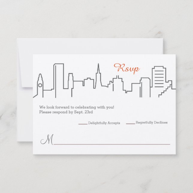Invitation RSVP Mariage Silhouette de San Francisco (Devant)
