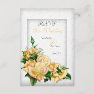 Invitation RSVP Mariage Superbe bouquet de rose jaune
