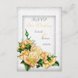 Invitation RSVP Mariage Superbe bouquet de rose jaune