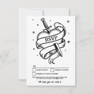 Invitation RSVP Mariage tatouage traditionnel Rock Heart