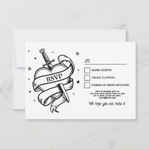 Invitation RSVP Mariage tatouage traditionnel Rock Heart