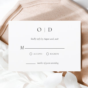 Invitation RSVP minimaliste Élégant Simple Noir Blanc