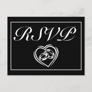Invitation RSVP minimaliste moderne blanc noir