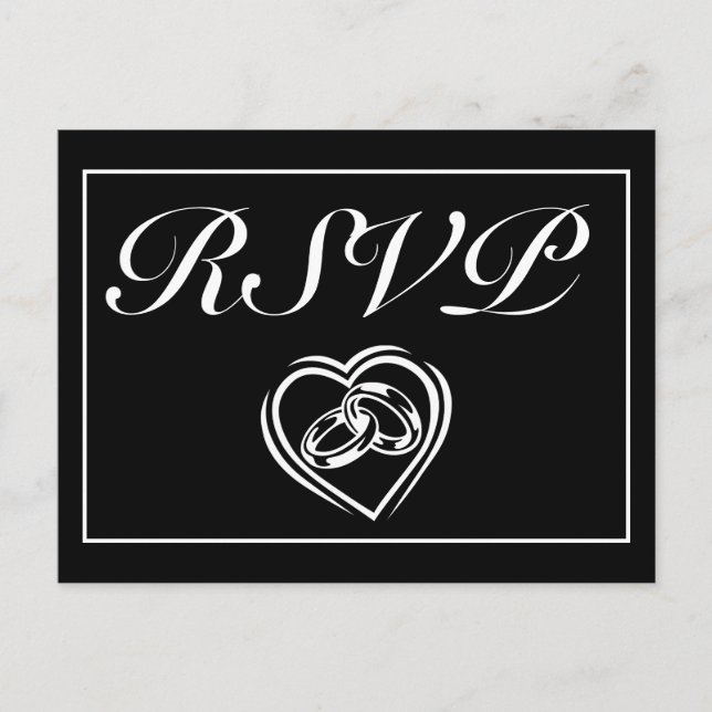 Invitation RSVP minimaliste moderne blanc noir (Devant)