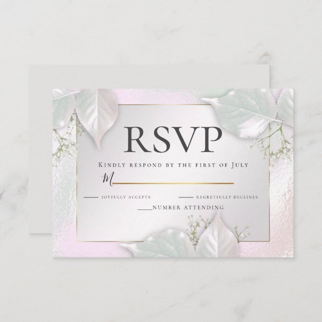 Invitation RSVP | Misty Pink Pearl Shimmer (Devant / Derrière)