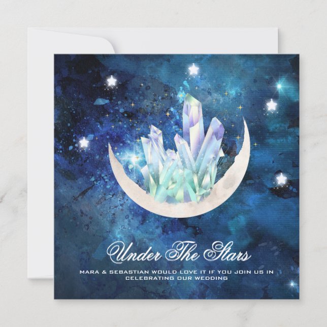 Invitation *~* RSVP MOON STARS CRYSTAL AR14 Mariage de site W (Devant)