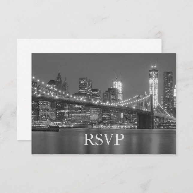 Invitation RSVP - New York City Skyline Mariage à Brooklyn RS (Devant / Derrière)