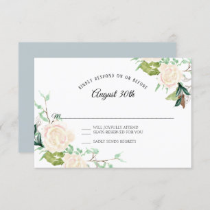 Invitation RSVP Pale Elegant Aquarelle Art Floral Ivory Rose