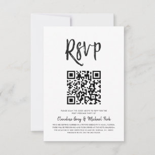 Invitation RSVP par code QR   Style de script blanc noir