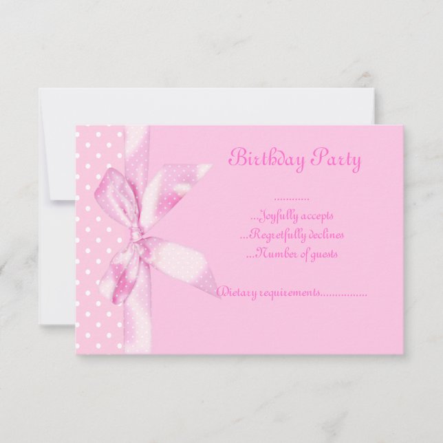Invitation RSVP Pink tacheté bow REVISED (Devant)