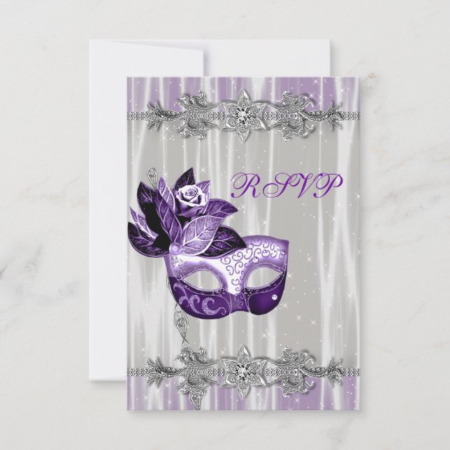 Invitation RSVP pour la soirée masquée Purple Spar (Devant)
